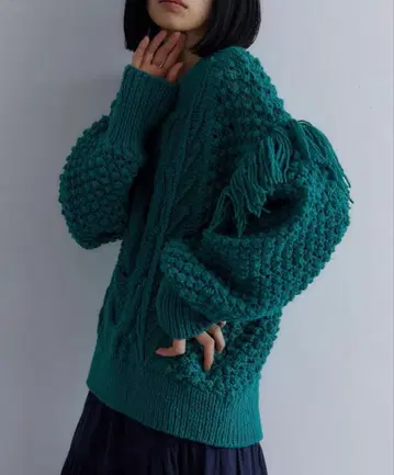 casa fline/프린지 핸드 니트 풀오버