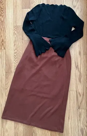 니트 타이트 스커트 코디 세트