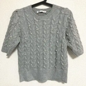 새상품급 [ ZARA ] 반팔 펄 니트 M 그레이