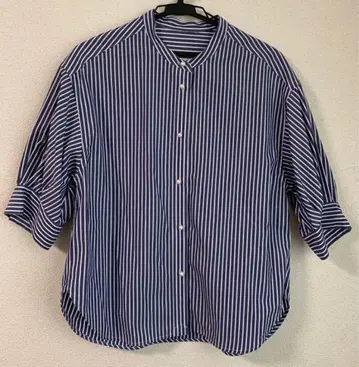 Spick & Span 펄 버튼 스트라이프 칠부 소매 셔츠