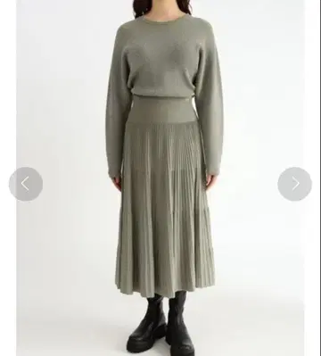 플리츠풍 라메 니트 셋업 milaowen