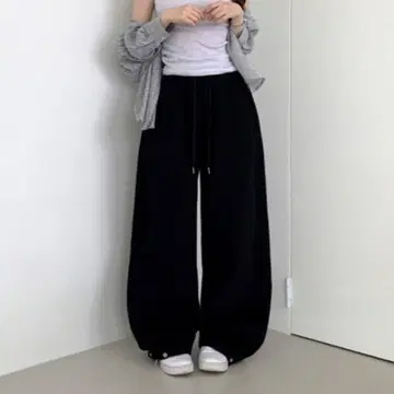 버튼 코튼 와이드 트레이닝 팬츠