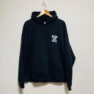 STEP UP RECORDS 로고 풀오버 후드티 블랙x화이트 XL
