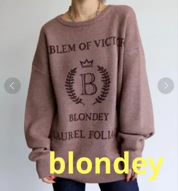 BLONDEY 엠블럼 로고 빅 니트