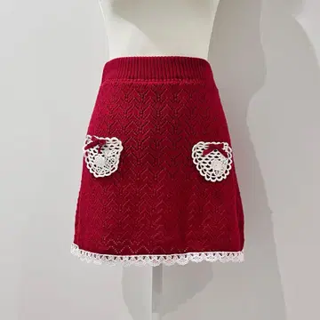 LaceMade 베리 우체국 니트 스커트 레드 베리즈