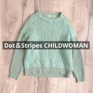 [ 익명 배송 ] 도트 앤 스트라이프 차일드 우먼 알파카 혼방 니트