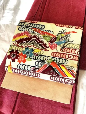 빙가타 나고야 오비 새 무늬 나고야 오비