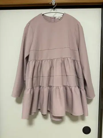 yori 누쿠누쿠 헴 티어드 프릴 블라우스 36 핑크 베이지