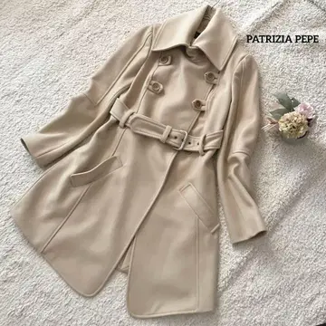 파트리치아 페페 더블 브레스트 롱 코트 42 베이지 이탈리아제