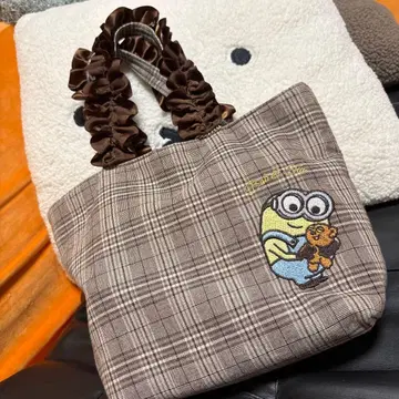 메종 드 플뢰르 미니언 체크 무늬 토트백