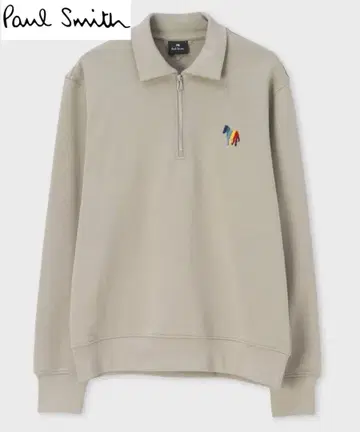 새상품 PS 폴스미스 시즌 제브라 하프 지퍼 티셔츠 베이지 M