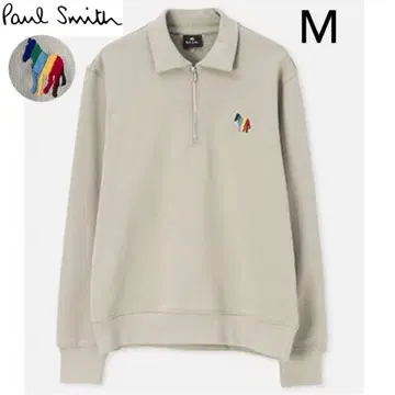 새상품 PS 폴스미스 시즌 제브라 하프 지퍼 티셔츠 베이지 M