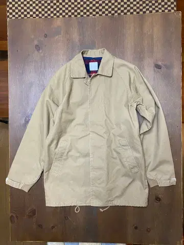 굿이나프 베이지 코튼 코트 체크 안감 탈부착 가능 남성용 XS