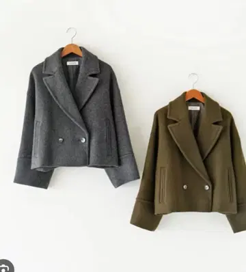 새상품급 SACRA 그레이 멜톤 울 코트 더블 브레스트