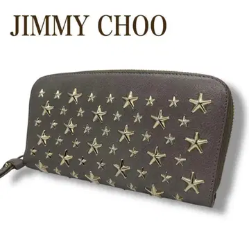 [ 컨디션 최상 ] 지미추 스타 스터드 장지갑 그레이지 계열 라운드 지퍼