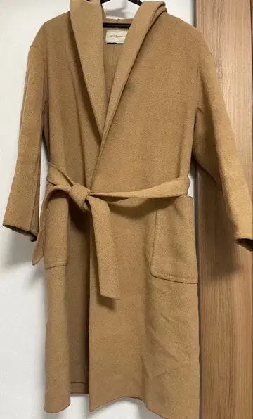 UNITED ARROWS 후드 부착 울 카멜 코트 38