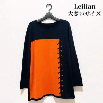 Leilian 레리안 바이컬러 자수입 풀오버 니트 빅 사이즈