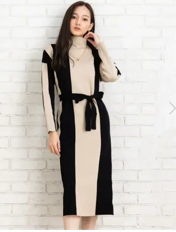 스트라이프 니트 원피스 M 사이즈