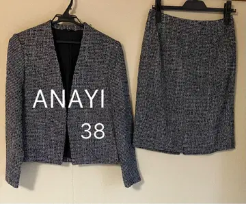 새상품급 ANAYI 스커트 수트 블랙 화이트 트위드 38호