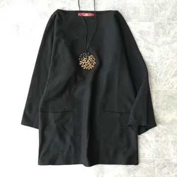 488 요건 레일 울 융모 니트 튜닉 스웨터 블랙