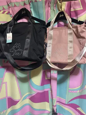 살롱 드 르방 치이카와 블랙과 핑크 백 2점 M