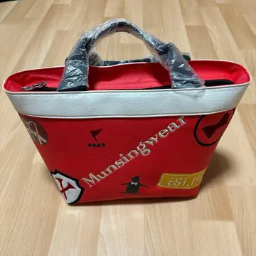 Munsingwear 로고 프린트 토트백 레드