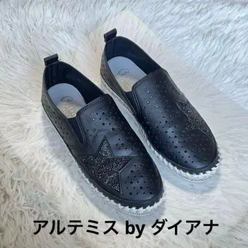 아르테미스 바이 다이애나 가죽 신발 슬립온 신발 블랙 23.0 비쥬