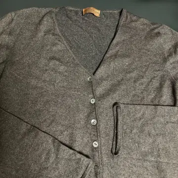 이탈리아제 캐시미어 실크 브라운 V넥 가디건 긴팔 S 짧은 기장