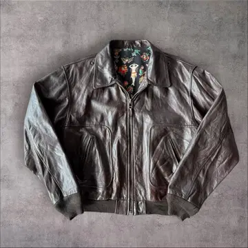 CHIPIE CUIR A-2 타입 가죽 자켓 올 패턴 안감 다크 브라운