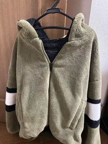 neos 루즈 실루엣 라인 후드 플리스 보아 블루종