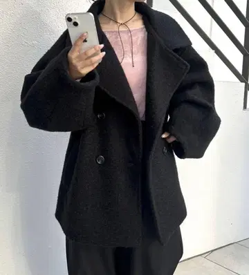 mystic 샤기 미들 코트 사이즈 2 블랙