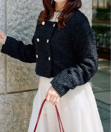 fupel 라메 트위드 숏 자켓