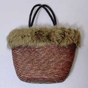 퍼 포함 바스켓백 토트백 핸드백 브라운