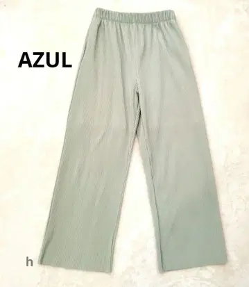 즉시 구매 OKAZUL 아즐 리브 팬츠 플레어 팬츠 플리츠 탁한 그린