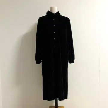 블랙 벨벳 긴팔 롱 원피스