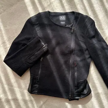 [ 아르마니 익스체인지 ] 라이더스 더블 지퍼 XXS 블랙 트위드 페플럼