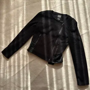 [ 아르마니 익스체인지 ] 라이더스 더블 지퍼 XXS 블랙 트위드 페플럼