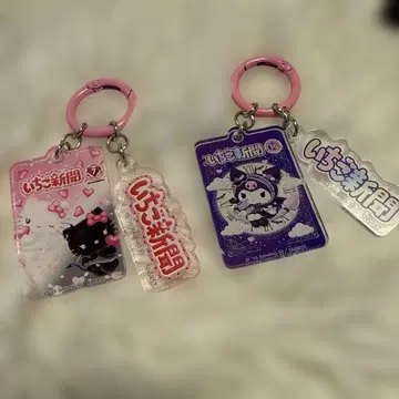 딸기신문 아크릴 키링 2개 세트
