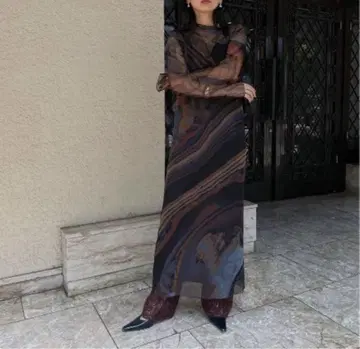 [ AMERI ] CROCKED STRATUM SHEER DRESS