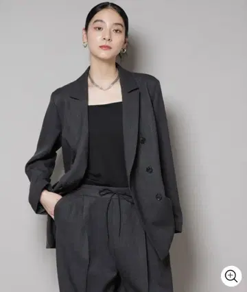 스트레치 서지 체크 더블 자켓