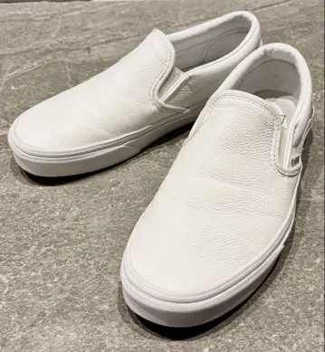 [ 새상품급 ] VANS 가죽 슬립온 화이트 26.5