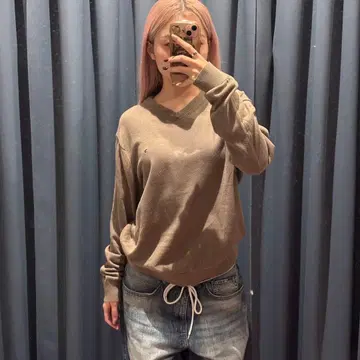 [ 무료배송 ] USA 구제 의류 타미힐피거 무지 V넥 코튼 니트