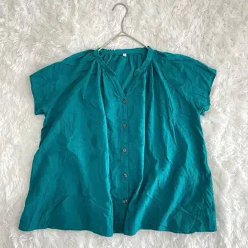 무인양품 블라우스 반팔 V넥 M 개더 오피스 캐주얼