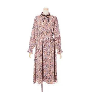 플라워 프린트 긴팔 원피스