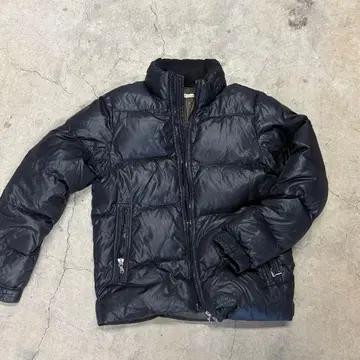 충전솜 다운 자켓 블랙 무지 더블 지퍼