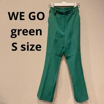 WE GO 그린 플레어 팬츠 폴리에스테르