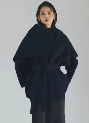 리버울 미들 머플러 코트 네이비 anuans