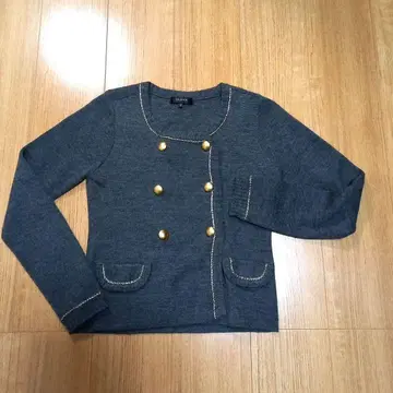 르 주르 다크 그레이 더블 버튼 가디건 38