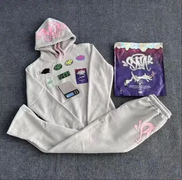 시나월드 그레이 핑크 후드티