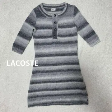 LACOSTE 라코스테 보더 니트 원피스 무릎 기장 울 혼방 38